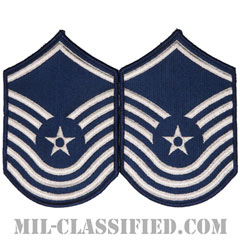 上級曹長（Senior Master Sergeant）[カラー/メロウエッジ/空軍階級章（-1991）/Large（男性用）/パッチ/ペア（2枚1組）]の画像