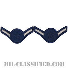 二等空兵（Airman）[カラー/メロウエッジ/空軍階級章（-1991）/Large（男性用）/パッチ/ペア（2枚1組）]の画像