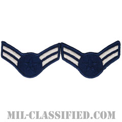 一等空兵（Airman First Class）[カラー/メロウエッジ/空軍階級章（-1991）/Large（男性用）/パッチ/ペア（2枚1組）]の画像