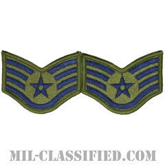 軍曹（Staff Sergeant）[サブデュード/メロウエッジ/空軍階級章（-1991）/Small（女性用）/パッチ/ペア（2枚1組）]の画像