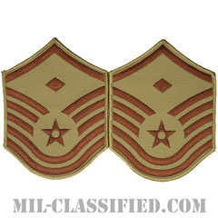 先任曹長（First Sergeant (E-7)）[デザート/メロウエッジ/空軍階級章（1991-）/Large（男性用）/パッチ/ペア（2枚1組）]画像
