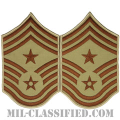 部隊先任最上級曹長（Command Chief Master Sergeant）[デザート/メロウエッジ/空軍階級章（1991-）/Large（男性用）/パッチ/ペア（2枚1組）]画像