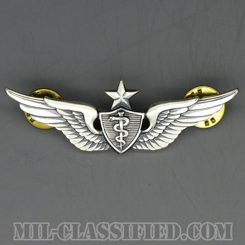 飛行医師章 (シニア)（Flight Surgeon, Senior）[カラー/1950s/燻し銀（純銀・STERLING）/バッジ/中古1点物]の画像