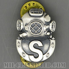 回収潜水員章（Diver Badge, Salvage）[カラー/1960s/燻し銀（銀張り・Silver Filled）/バッジ/中古1点物]画像