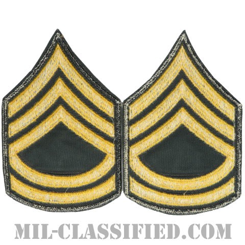 一等軍曹（Sergeant First Class (SFC)）[カラー（グリーン）/男性用/カットエッジ/階級章（1959-）/パッチ/ペア（2枚1組）]画像