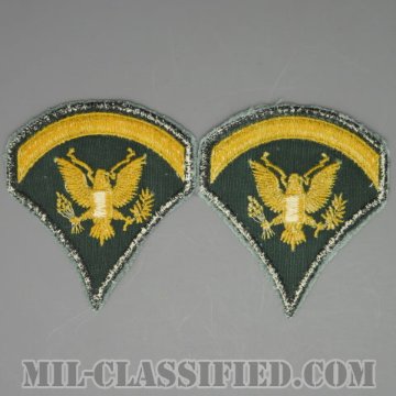 特技兵 (SP5)（Specialist 5）[カラー（グリーン）/男性用/カットエッジ/階級章（1959-1985）/パッチ/中古1点物（ペア2枚1組）]画像