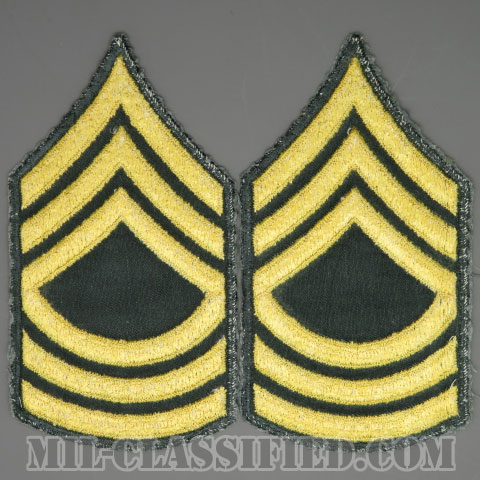曹長（Master Sergeant (MSG)）[カラー（グリーン）/男性用/カットエッジ/階級章（1959-）/パッチ/中古1点物（ペア2枚1組）]画像
