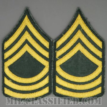 曹長（Master Sergeant (MSG)）[カラー（グリーン）/男性用/カットエッジ/階級章（1959-）/パッチ/中古1点物（ペア2枚1組）]の画像