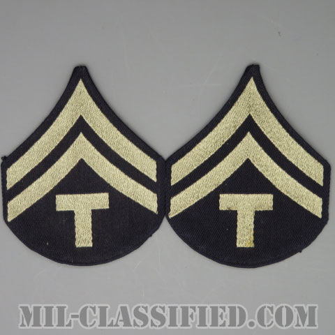技術軍曹 (T/5)（Technician 5th Grade）[機械織りタイプ/階級章（1942-1948）/パッチ/ペア（2枚1組）/1点物]の画像