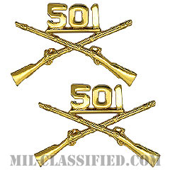 第501歩兵連隊歩兵科章（501st Infantry Rgt, Infantry Branch Insignia ）[カラー/兵科章（将校用）/バッジ/ペア（2個1組）]の画像