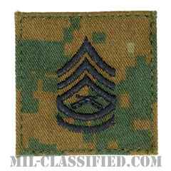 一等軍曹（Gunnery Sergeant (GySgt)）[MARPAT/ウッドランド/海兵隊階級章/ベルクロ付パッチ]の画像