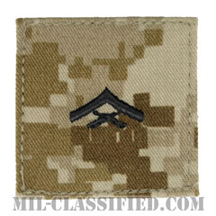 上等兵（Lance Corporal (LCpl)）[MARPAT/デザート/海兵隊階級章/ベルクロ付パッチ]画像