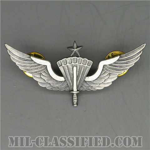 自由降下章（シニア）試作品（Military Freefall Parachutist Badge, HALO, Senior, Prototype）[カラー/1980s/燻し銀/バッジ/1点物]画像
