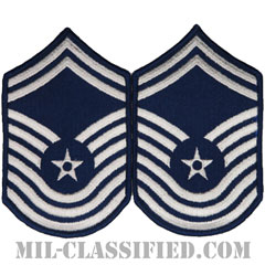 最上級曹長（Chief Master Sergeant）[カラー/メロウエッジ/空軍階級章（-1991）/Large（男性用）/パッチ/ペア（2枚1組）]の画像