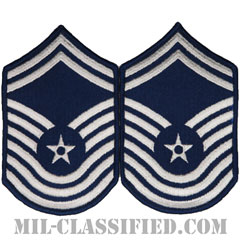 最上級曹長（Chief Master Sergeant）[カラー/メロウエッジ/空軍階級章（-1991）/Large（男性用）/パッチ/ペア（2枚1組）]画像