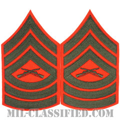 曹長（Master Sergeant (MSgt)）[グリーン・レッド/海兵隊階級章/Large（男性用）/パッチ/ペア（2枚1組）]画像