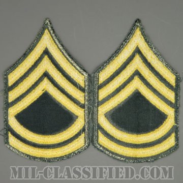 一等軍曹（Sergeant First Class (SFC)）[カラー（グリーン）/男性用/カットエッジ/階級章（1959-）/パッチ/中古1点物（ペア2枚1組）]画像