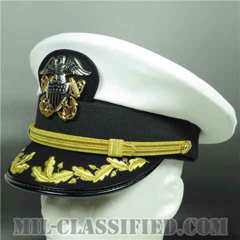 海軍将校（中佐・大佐）用制帽（Service Cap, Captain and Commander）7 1/4（58cm）[ネービー用ホワイト制帽（サービスキャップ）/帽章付]の画像