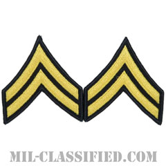 伍長（Corporal (CPL)）[カラー（ブルー）/メロウエッジ/階級章（男性用）/パッチ/ペア（2枚1組）]画像
