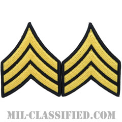 軍曹（Sergeant (SGT)）[カラー（ブルー）/メロウエッジ/階級章（男性用）/パッチ/ペア（2枚1組）]画像
