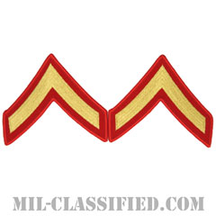 一等兵（Private First Class (PFC)）[ゴールド・レッド/海兵隊階級章/Large（男性用）/パッチ/ペア（2枚1組）]の画像