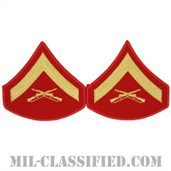 上等兵（Lance Corporal (LCpl)）[ゴールド・レッド/海兵隊階級章/Large（男性用）/パッチ/ペア（2枚1組）]画像