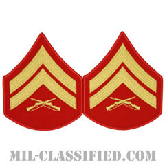 伍長（Corporal (Cpl)）[ゴールド・レッド/海兵隊階級章/Large（男性用）/パッチ/ペア（2枚1組）]画像