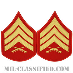 軍曹（Sergeant (Sgt)）[ゴールド・レッド/海兵隊階級章/Large（男性用）/パッチ/ペア（2枚1組）]画像