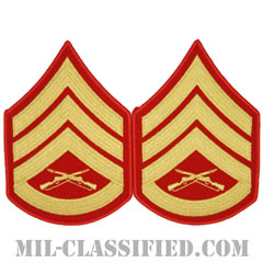 二等軍曹（Staff Sergeant (SSgt)）[ゴールド・レッド/海兵隊階級章/Large（男性用）/パッチ/ペア（2枚1組）]画像
