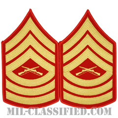 曹長（Master Sergeant (MSgt)）[ゴールド・レッド/海兵隊階級章/Large（男性用）/パッチ/ペア（2枚1組）]画像
