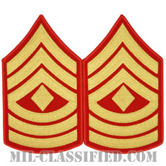 先任曹長（First Sergeant (1stSgt)）[ゴールド・レッド/海兵隊階級章/Large（男性用）/パッチ/ペア（2枚1組）]画像