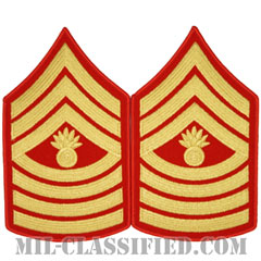 上級曹長（Master Gunnery Sergeant (MGySgt)）[ゴールド・レッド/海兵隊階級章/Large（男性用）/パッチ/ペア（2枚1組）]画像