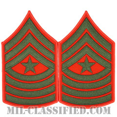 最上級曹長（Sergeant Major (SgtMaj)）[グリーン・レッド/海兵隊階級章/Large（男性用）/パッチ/ペア（2枚1組）]の画像