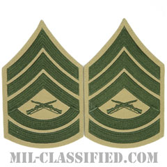 一等軍曹（Gunnery Sergeant (GySgt)）[グリーン・カーキ/海兵隊階級章/Large（男性用）/パッチ/ペア（2枚1組）]画像