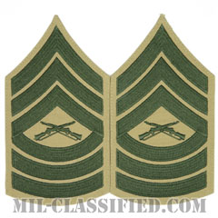 曹長（Master Sergeant (MSgt)）[グリーン・カーキ/海兵隊階級章/Large（男性用）/パッチ/ペア（2枚1組）]画像