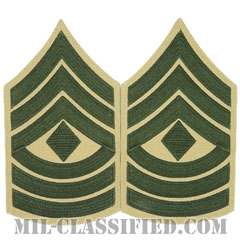 先任曹長（First Sergeant (1stSgt)）[グリーン・カーキ/海兵隊階級章/Large（男性用）/パッチ/ペア（2枚1組）]の画像