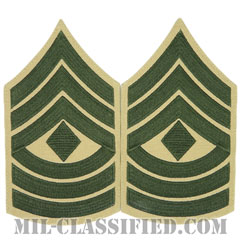 先任曹長（First Sergeant (1stSgt)）[グリーン・カーキ/海兵隊階級章/Large（男性用）/パッチ/ペア（2枚1組）]画像