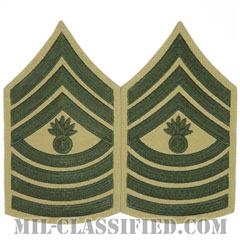 上級曹長（Master Gunnery Sergeant (MGySgt)）[グリーン・カーキ/海兵隊階級章/Large（男性用）/パッチ/ペア（2枚1組）]画像