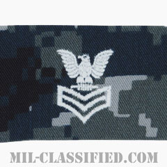 一等兵曹（Petty Officer First Class）[NWU Type1/襟用階級章/生地テープパッチ/ペア（2枚1組）]画像