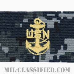 上等兵曹（Chief Petty Officer）[NWU Type1/襟用階級章/生地テープパッチ/ペア（2枚1組）]画像