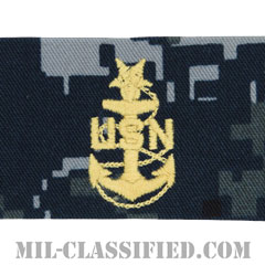 上級上等兵曹（Senior Chief Petty Officer）[NWU Type1/襟用階級章/生地テープパッチ/ペア（2枚1組）]画像