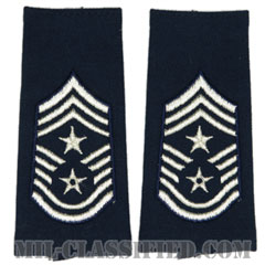 部隊先任最上級曹長（Command Chief Master Sergeant）[空軍ブルー/ショルダー階級章（1991-）/ロングサイズ肩章/ペア（2枚1組）]画像