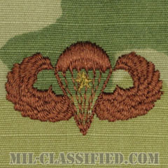戦闘空挺章 (ベーシック) 降下1回（Combat Parachutist Badge, Basic, One Jump）[OCP/ブラウン刺繍/パッチ]の画像