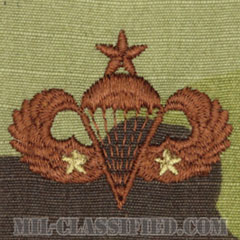 戦闘空挺章 (シニア) 降下2回（Combat Parachutist Badge, Senior, Two Jump）[OCP/ブラウン刺繍/パッチ]の画像