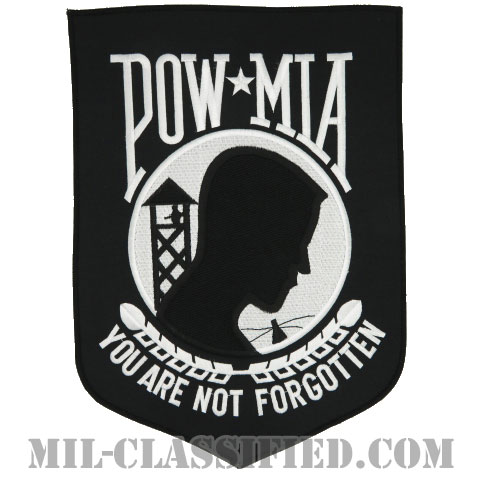 POW/MIA（戦争捕虜・戦闘中行方不明）（Prisoner of War / Missing in Action）[カラー/メロウエッジ/XLサイズ（特大）/バックパッチ（背中用）/ノベルティ]の画像