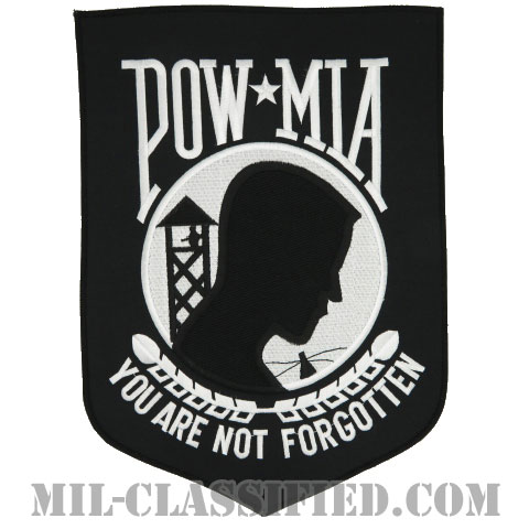 POW/MIA（戦争捕虜・戦闘中行方不明）（Prisoner of War / Missing in Action）[カラー/メロウエッジ/XLサイズ（特大）/バックパッチ（背中用）/ノベルティ]画像