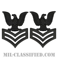 一等兵曹（Petty Officer First Class）[サブデュード（ブラックメタル）/襟用ミニサイズ/階級章/バッジ/ペア（2個1組）]画像