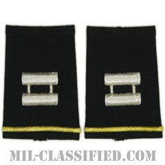 大尉（Captain (CPT)）[ブラック/ショルダー階級章/ショートサイズ肩章/ペア（2枚1組）]画像