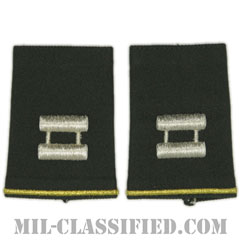 大尉（Captain (CPT)）[グリーン/ショルダー階級章/ショートサイズ肩章/ペア（2枚1組）]の画像