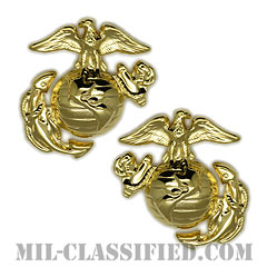 海兵隊デバイス章 (下士官用)（Enlisted Collar Badge）[カラー/鏡面仕上げ/襟章バッジ/ペア（2個1組）]画像